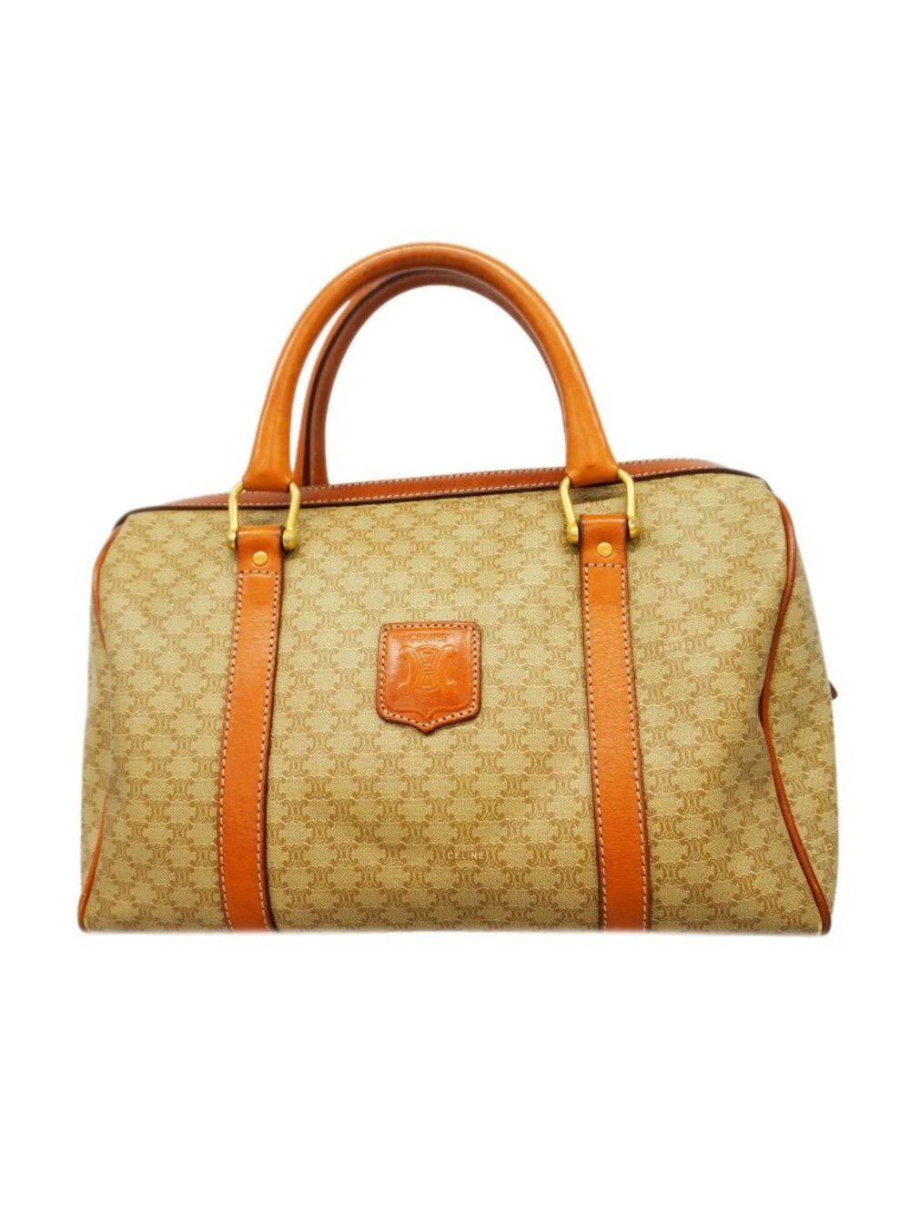 Celine Handbag Macadam Beige Brown Gold